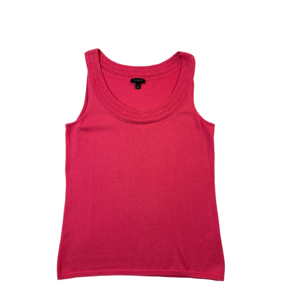 Talbots Tank Top Womens XS‎ Pink Textured Knit Preppy Coastal